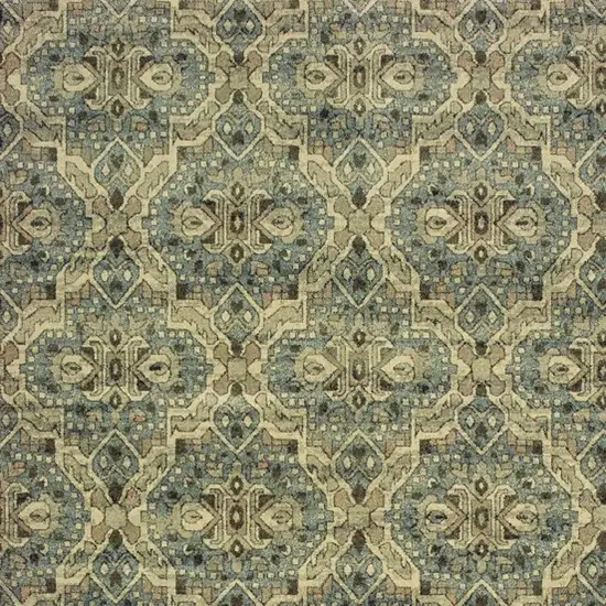 Ivory And Blue Geometric Area Rug Photo 7