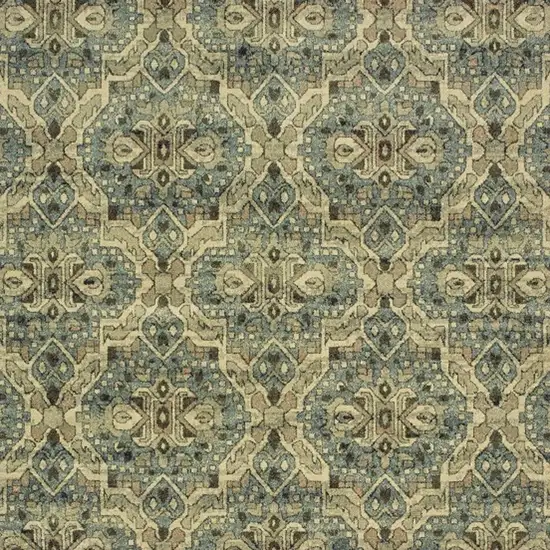 Ivory and Blue Geometric Area Rug Photo 7