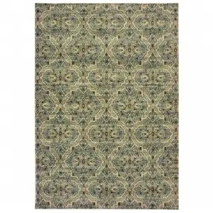 Photo of Ivory and Blue Geometric Area Rug