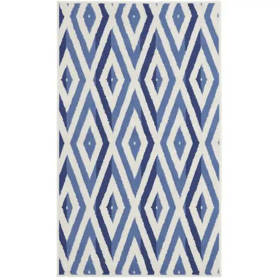 Ivory and Blue Geometric Area Rug Photo 2