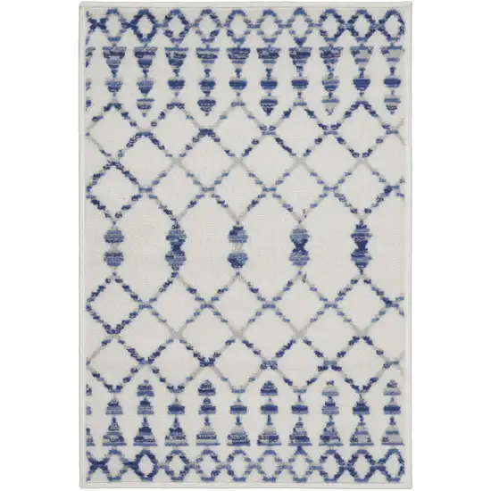 Ivory and Blue Geometric Area Rug Photo 5