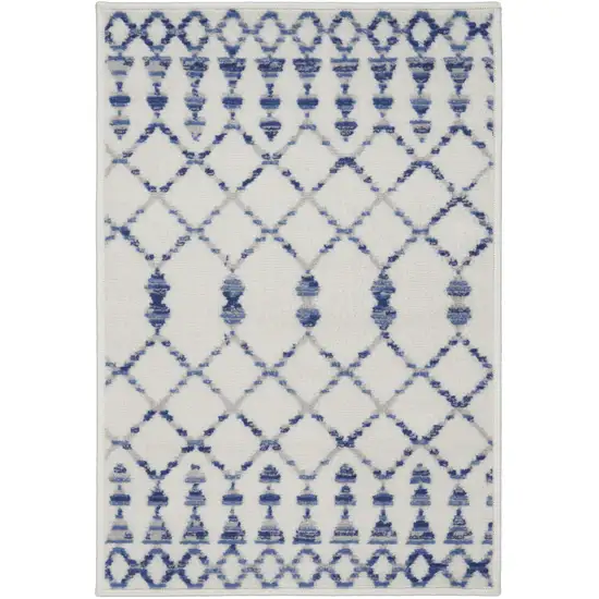 Ivory and Blue Geometric Area Rug Photo 2