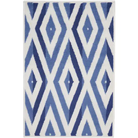 Ivory and Blue Geometric Area Rug Photo 4