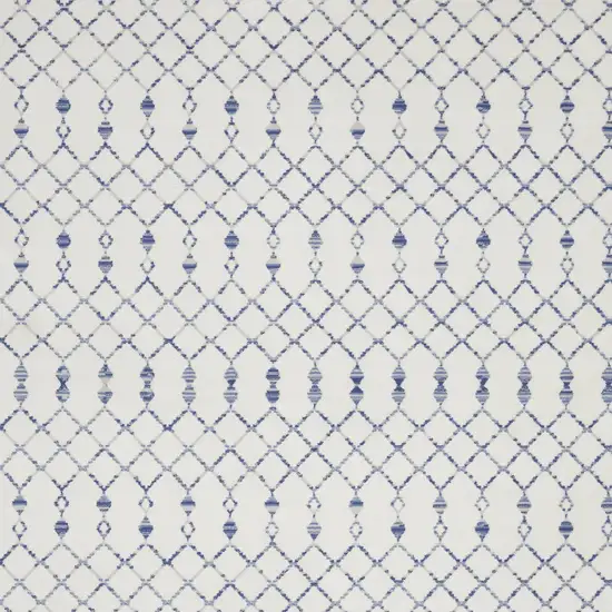 Ivory and Blue Geometric Distressed Non Skid Area Rug Photo 6