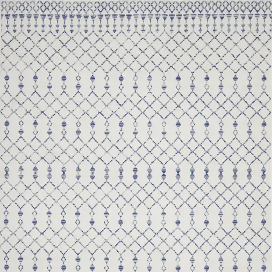 Ivory and Blue Geometric Distressed Non Skid Area Rug Photo 7