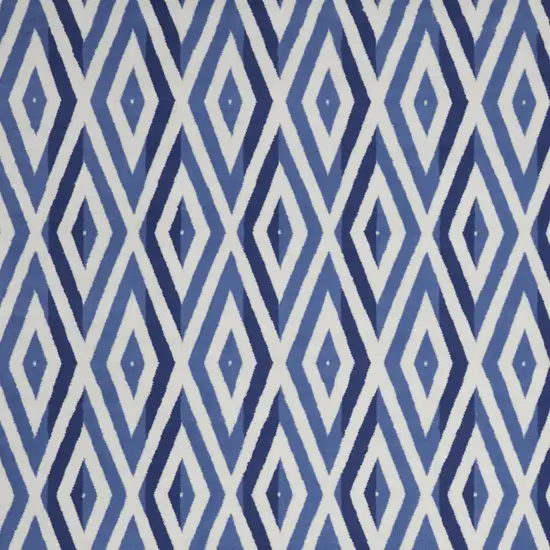 Ivory and Blue Geometric Distressed Non Skid Area Rug Photo 7