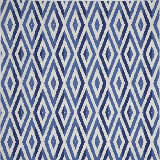 Ivory and Blue Geometric Distressed Non Skid Area Rug Photo 8