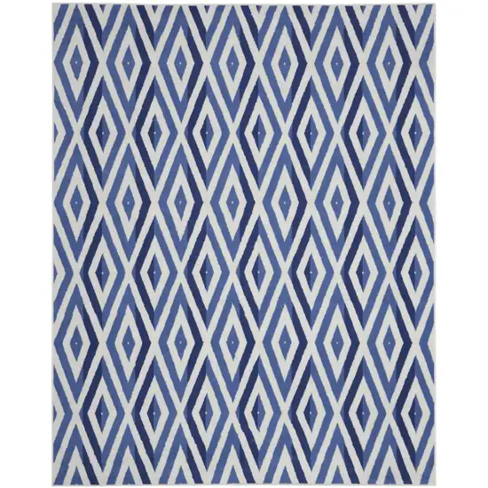 Ivory and Blue Geometric Distressed Non Skid Area Rug Photo 2