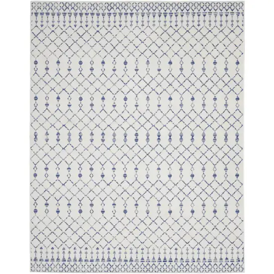 Ivory and Blue Geometric Distressed Non Skid Area Rug Photo 2