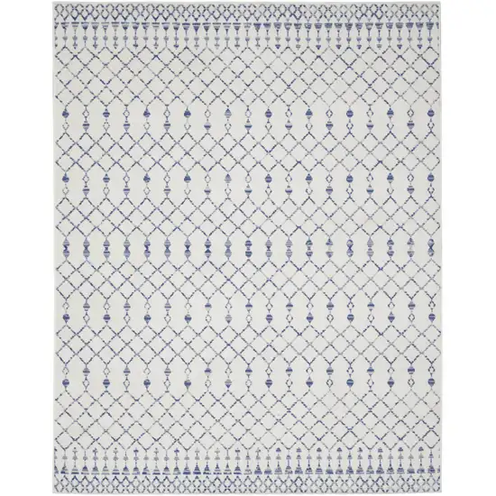 Ivory and Blue Geometric Distressed Non Skid Area Rug Photo 7