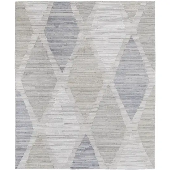 Ivory and Blue Geometric Hand Woven Area Rug Photo 5