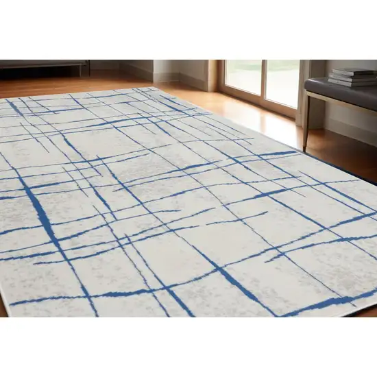 Blue And Ivory Abstract Dhurrie Area Rug Photo 1