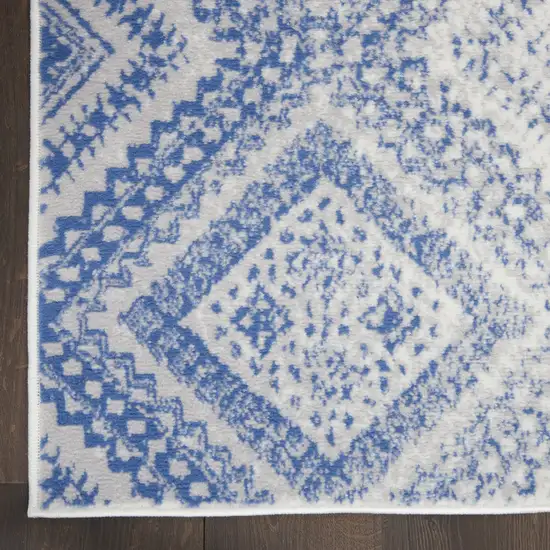 Ivory and Blue Lattice Area Rug Photo 3