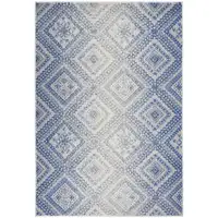 Photo of Ivory and Blue Lattice Area Rug