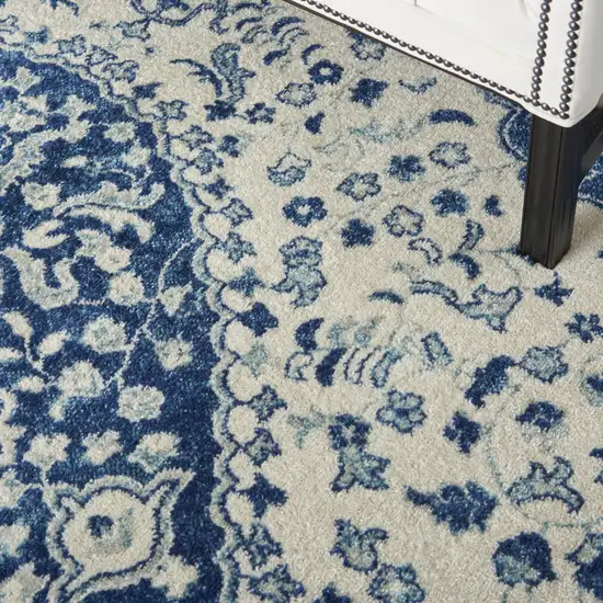 Blue And Ivory Power Loom Area Rug Photo 7