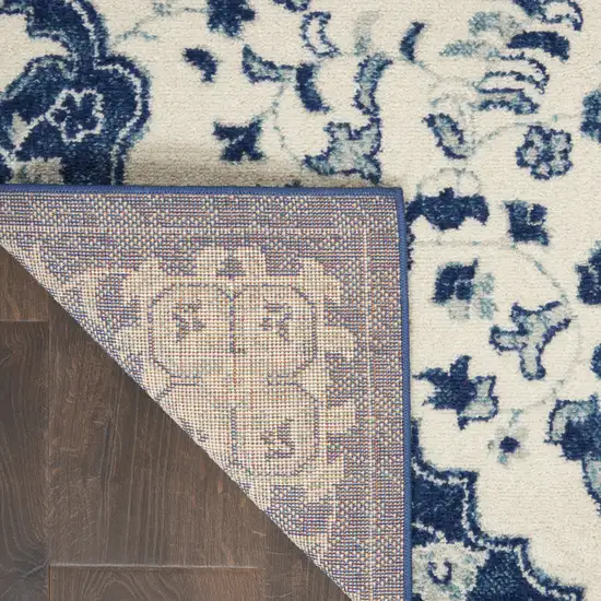 Blue And Ivory Power Loom Area Rug Photo 5