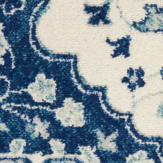 Blue And Ivory Power Loom Area Rug Photo 4