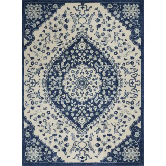 Blue And Ivory Power Loom Area Rug Photo 2