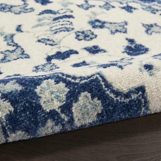 Blue And Ivory Power Loom Area Rug Photo 5