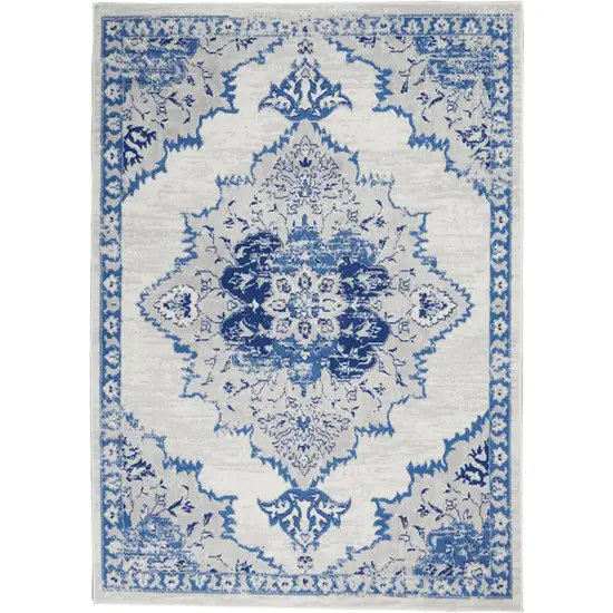 Navy Blue Floral Dhurrie Area Rug Photo 2