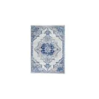 Photo of Ivory and Blue Medallion Area Rug