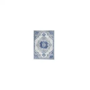 Photo of Ivory and Blue Medallion Area Rug