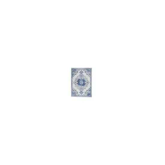 Ivory and Blue Medallion Area Rug Photo 1