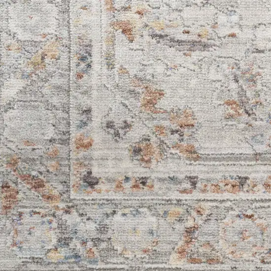 Ivory and Blue Oriental Power Loom Distressed Area Rug Photo 4