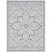 Photo of Ivory and Blue Oriental Power Loom Washable Area Rug