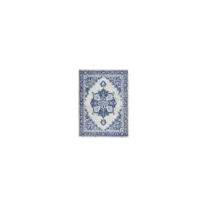 Photo of Ivory and Blue Persian Medallion Area Rug