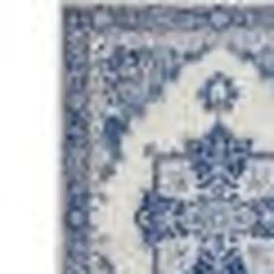 Ivory and Blue Persian Medallion Area Rug Photo 5