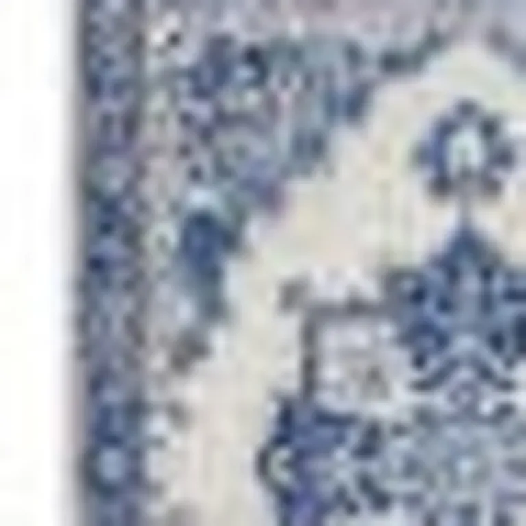 Ivory and Blue Persian Medallion Area Rug Photo 2