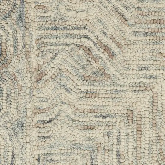 Ivory and Blue Wool Geometric Area Rug Photo 9