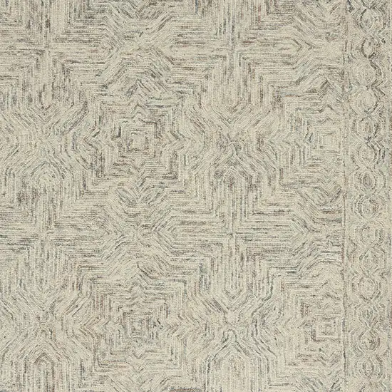 Ivory and Blue Wool Geometric Area Rug Photo 9