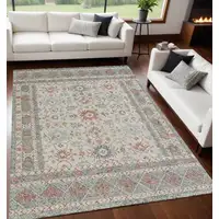 Photo of Ivory and Blue Wool Oriental Hand Tufted Non Skid Area Rug