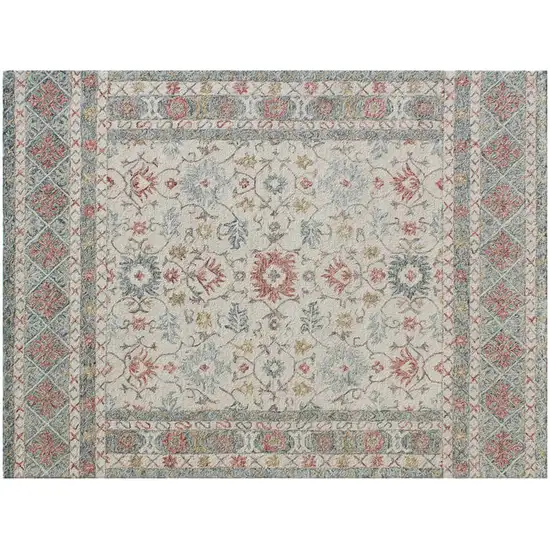 Ivory and Blue Wool Oriental Hand Tufted Non Skid Area Rug Photo 2