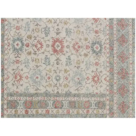 Ivory and Blue Wool Oriental Hand Tufted Non Skid Area Rug Photo 4