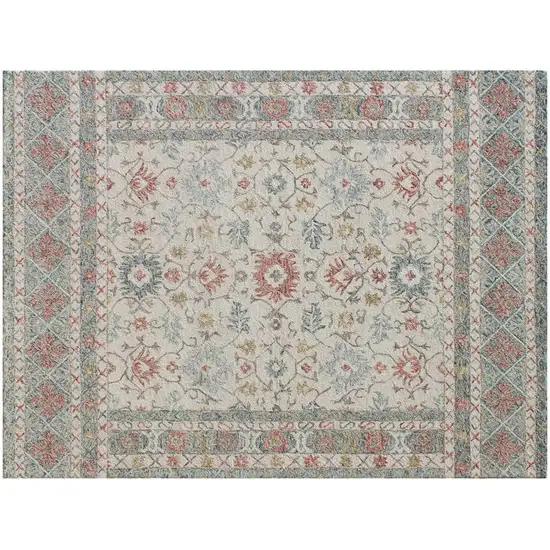 Ivory and Blue Wool Oriental Hand Tufted Non Skid Area Rug Photo 6