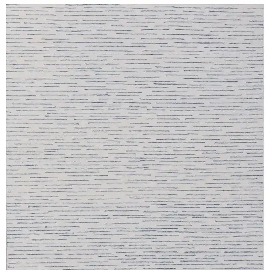 Ivory and Blue Wool Striped Hand Tufted Area Rug Photo 6