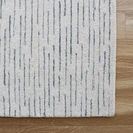 Ivory and Blue Wool Striped Hand Tufted Area Rug Photo 4