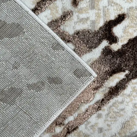 Ivory and Brown Abstract Area Rug Photo 6