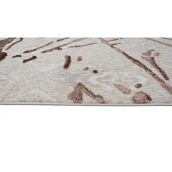 Ivory and Brown Abstract Area Rug Photo 4