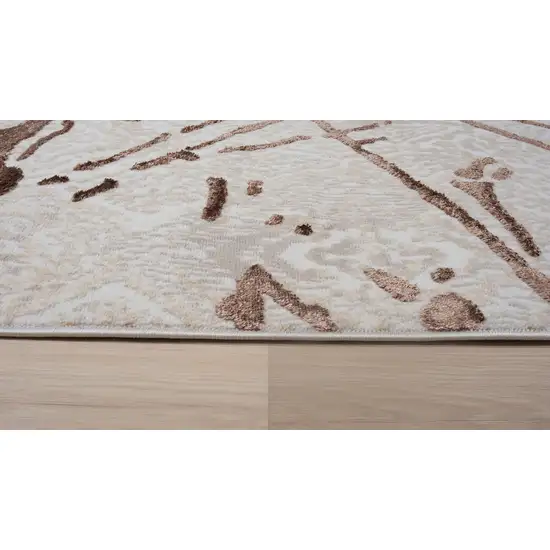 Ivory and Brown Abstract Area Rug Photo 6