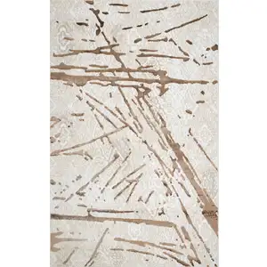 Photo of Ivory and Brown Abstract Area Rug