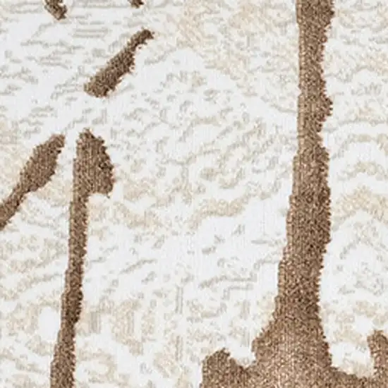 Ivory and Brown Abstract Area Rug Photo 6