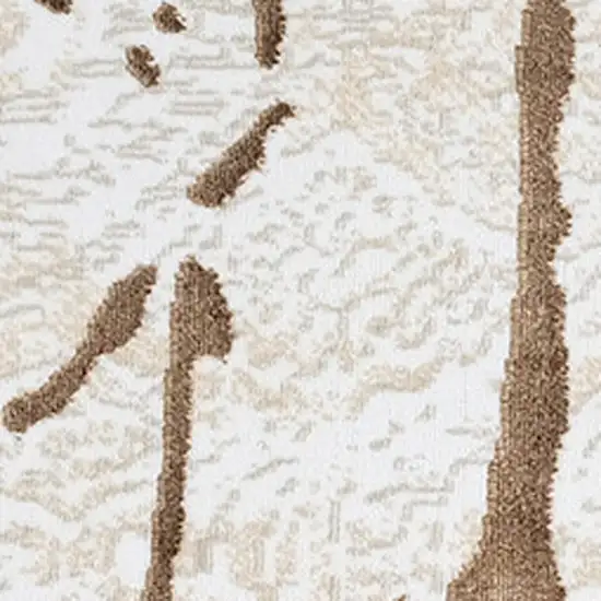 Ivory and Brown Abstract Area Rug Photo 6