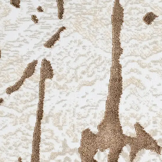 Ivory and Brown Abstract Area Rug Photo 9