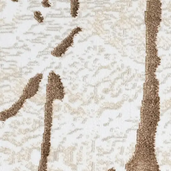 Ivory and Brown Abstract Area Rug Photo 6