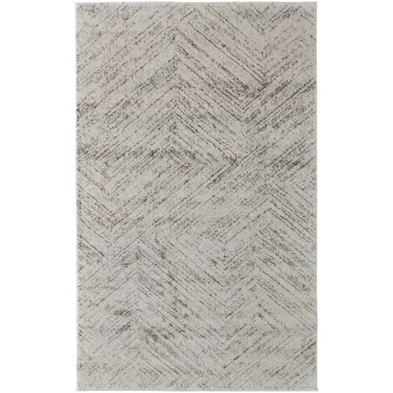 Ivory and Brown Geometric Power Loom Area Rug Photo 4