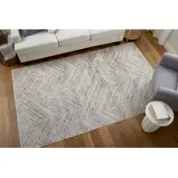 Photo of Ivory and Brown Geometric Power Loom Area Rug